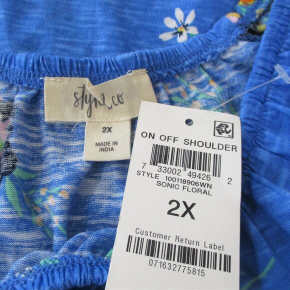 Style & Co Plus On or Off Shoulder Floral Casual Blouse - Picture 3 of 4